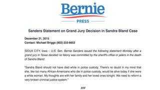 Illustration for article titled Bernie Sanders Is Right: Sandra Bland Would Be Alive Today if She Were a White Woman